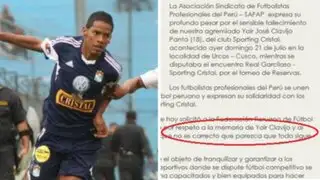 Agremiación de futbolistas solicitó suspender fecha 27 por respeto a Yair Clavijo