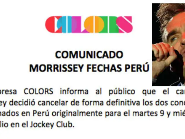 Morrissey no volverá al Perú, pero continuará su gira por Latinoamérica