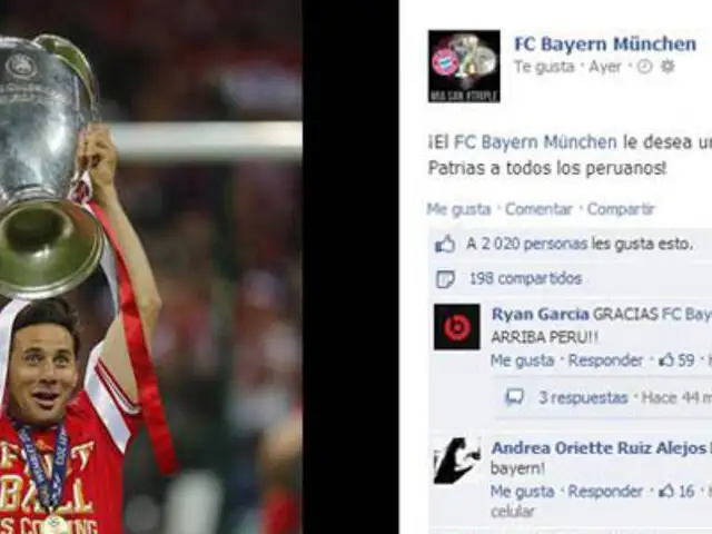 Club Bayern Munich saludó al Perú por los 192 años de independencia