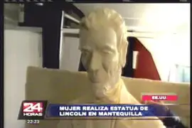 EEUU: mujer realiza estatua de mantequilla de Abraham Lincoln