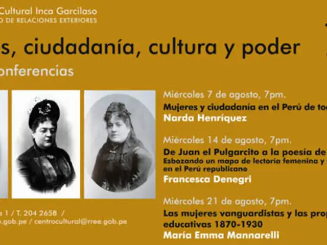 Conferencias “Mujeres, ciudadanía y poder” en el Centro Cultural Inca Garcilaso