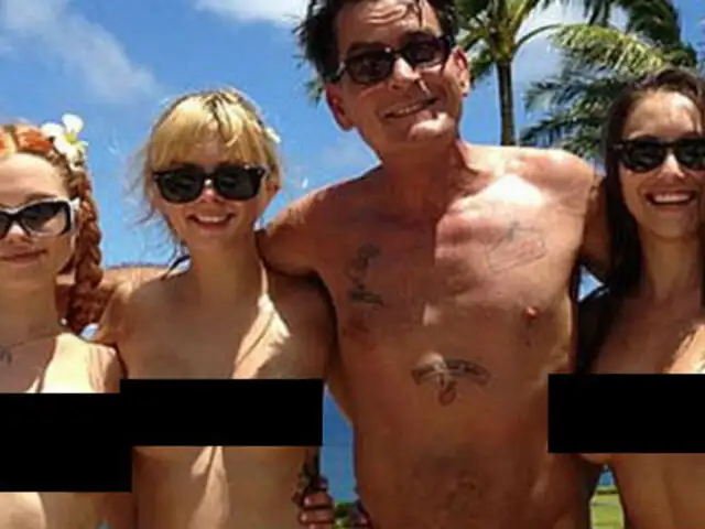 Charlie Sheen disfruta de Hawái junto a tres actrices porno