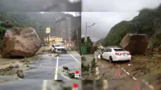 VIDEO: conductor salva de morir aplastado por gigantesca roca en Taiwán