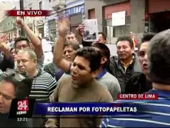 Centro de Lima: choferes protestan por fotopapeletas en exteriores del SAT