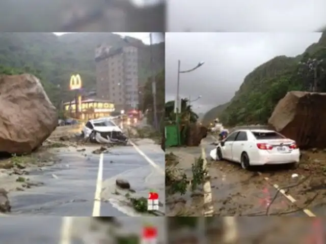 VIDEO: conductor salva de morir aplastado por gigantesca roca en Taiwán