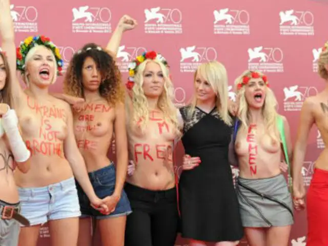 Femen volvió a destaparse durante presentación de su documental