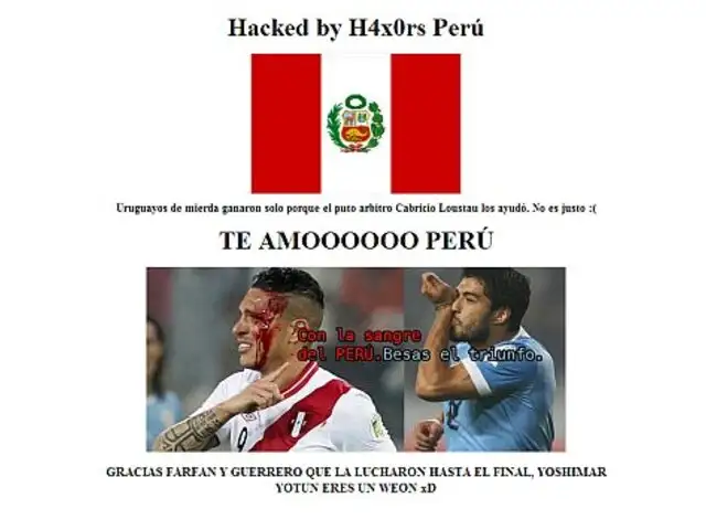 Hinchas peruanos hackean página web del Ministerio de Deporte de Uruguay