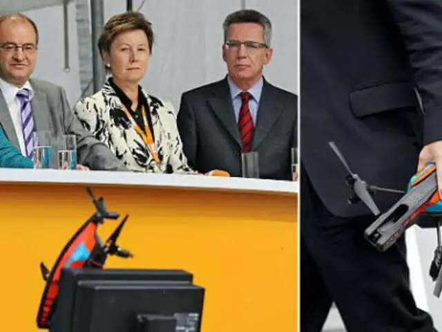 Alemania: un ‘drone’ aterriza ante Angela Merkel cuando realizaba un mitin