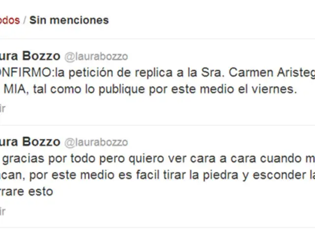 Laura Bozzo reapertura su cuenta en Twitter para arremeter contra Aristegui