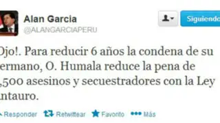 García: Humala beneficia asesinos para reducir condena a su hermano