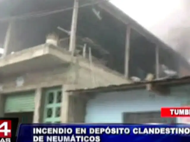 Tumbes: incendio arrasa con depósito clandestino de neumáticos