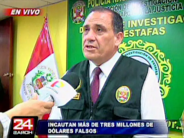 Policía Nacional logró incautar más de 3 millones de dólares falsos en Comas