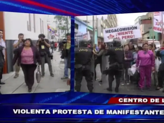 Militantes apristas protestan en exteriores del Congreso contra Megacomisión