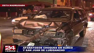 Auto terminó volcado tras chocar con camioneta de Serenazgo en Surco