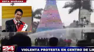 Presidente regional de Junín encabezó protesta en Plaza Mayor de Lima