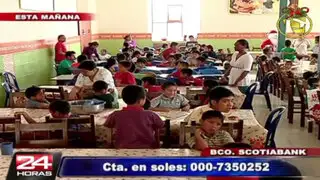 Niños del Puericultorio Pérez Araníbar adelantan la Navidad con chocolatada