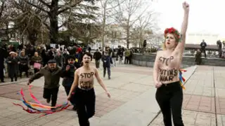 Ucrania: militantes de grupo Femen protestaron frente al parlamento de Crimea