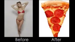 Photoshop extremo: bella modelo se convierte en una deliciosa pizza
