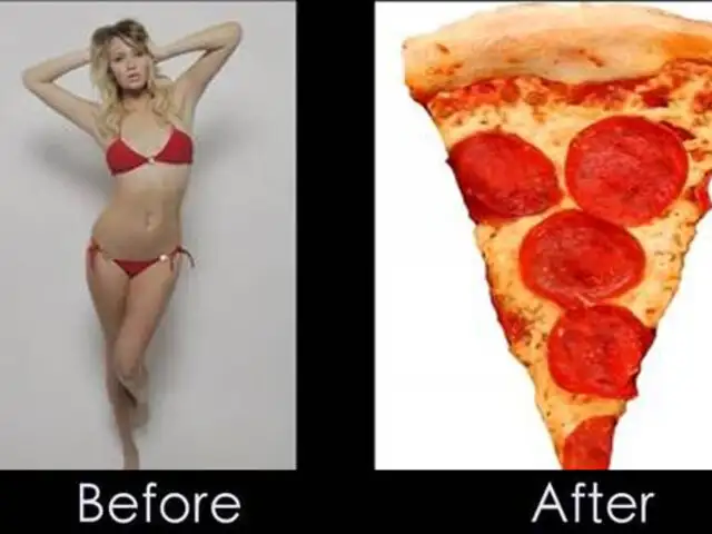 Photoshop extremo: bella modelo se convierte en una deliciosa pizza