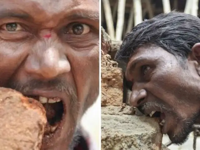 FOTOS: conoce a Pakkirappa Hunagundi, el hombre que come ladrillos