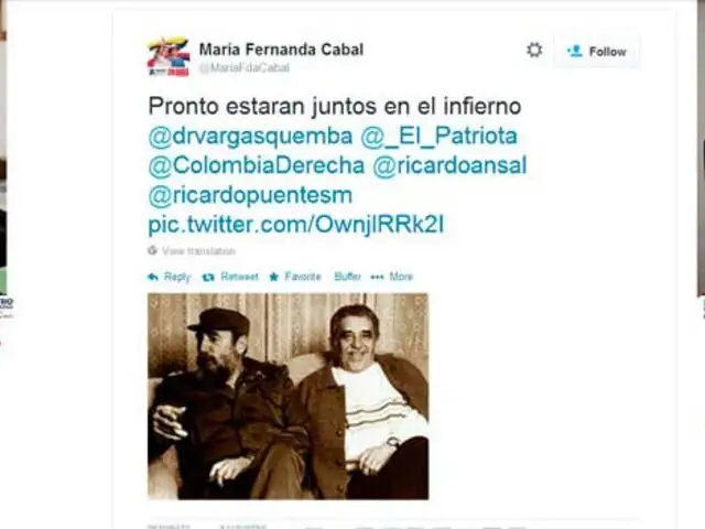 Congresista colombiana quiere a Gabriel García Márquez en el infierno