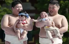 Japón realizó el concurso anual para encontrar al bebé más llorón