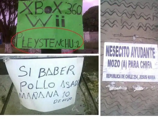Errores ortográficos en carteles: atentados peruanos contra la lengua española