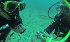 Buzo que propuso matrimonio a su novia debajo del mar se vuelve viral