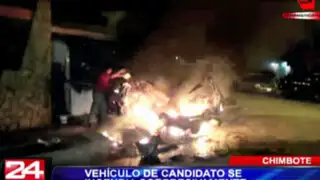 Chimbote: vehículo de candidato se incendia repentinamente en la vía pública