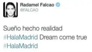 Falcao asegura que no escribió mensaje en Twitter diciendo que se iba al Real Madrid