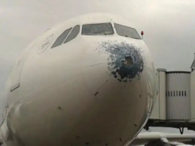 FOTOS: así de dañado quedó un avión luego de atravesar una tormenta de granizo