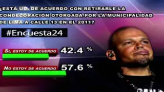 Encuesta 24: 57.6% en desacuerdo con quitar condecoración municipal a Calle 13