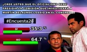Encuesta 24: 64.7% cree que el oficialismo no debe presidir comisión Belaúnde Lossio