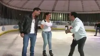 Tilsa Lozano patina sobre hielo junto a Los Chicos Dorados
