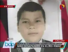Callao: niño desaparece en río Rímac y familiares suplican ayuda para encontrarlo