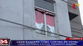 Tumbes: Bandera nacional fue usada como cortina en hotel del presidente regional
