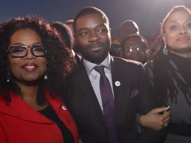 Reparto de película "Selma" y Oprah Winfrey en tributo a Martin Luther King