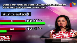 Encuesta 24: 86.9% cree que se debe levantar secreto bancario de Nadine Heredia