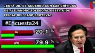 Encuesta 24: 79.9% en desacuerdo con palabras de Toledo sobre fiscal de caso Ecoteva