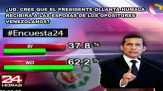Encuesta 24: 62.2% cree que Ollanta Humala no recibirá a esposas de opositores venezolanos