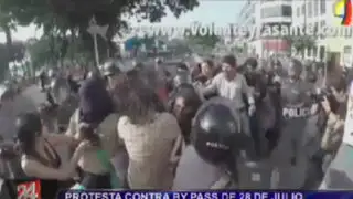 Protesta contra bypass de 28 de Julio termina en enfrentamiento con policías