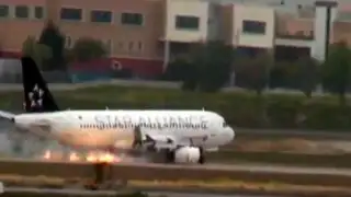 Avión de Turkish Airlines realiza aterrizaje de emergencia con motor ardiendo