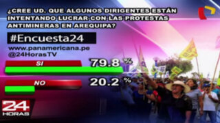 Encuesta 24: 79.8% cree que intentan lucrar con protestas antimineras en Arequipa