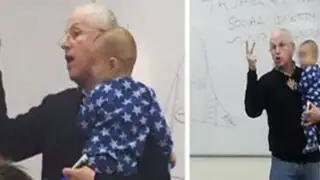 Sydney Engelberg, el profesor de universidad que da clases con un bebé en brazos