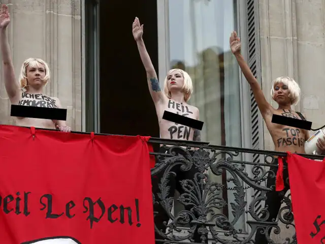 Francia : activistas del Femen se desnudan y boicotean discurso de Marine Le Pen