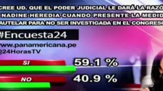 Encuesta 24: 59.1% cree que Poder Judicial dará razón a medida cautelar de Nadine Heredia