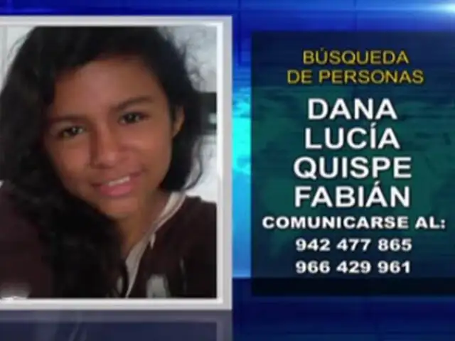 Persona desaparecida: familiares buscan a Dana Quispe Fabián