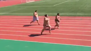 VIDEO: luchadores de sumo compiten en una curiosa carrera de 60 metros planos
