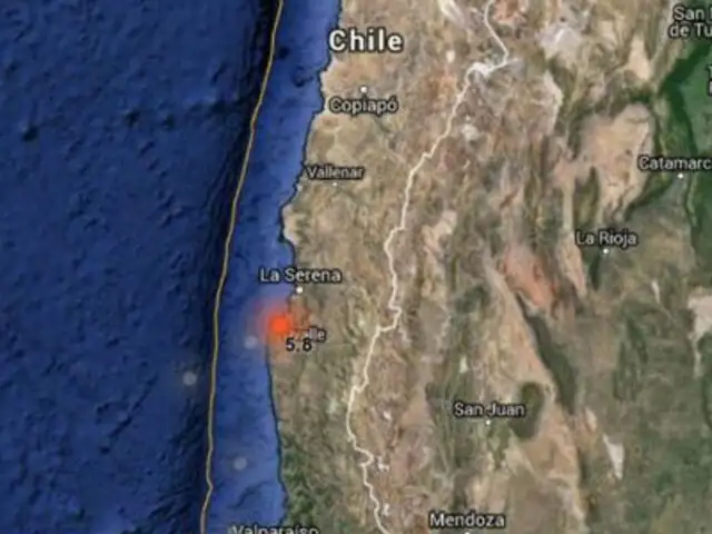 Sismo de 5,8 grados de magnitud remece la parte central de Chile