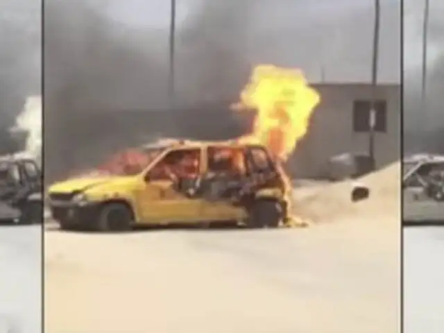 Trujillo: pobladores incendian taxi utilizado por delincuentes